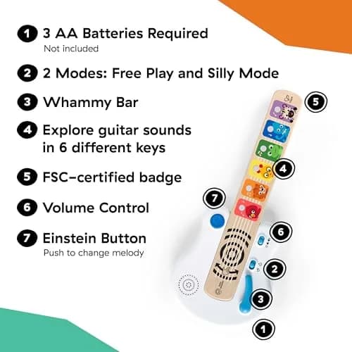 Baby Einstein Strum Along Songs Magic Touch Wooden Guitar 12mo+ | Montessori Musical Learning Toy with Lights thumbnail 8