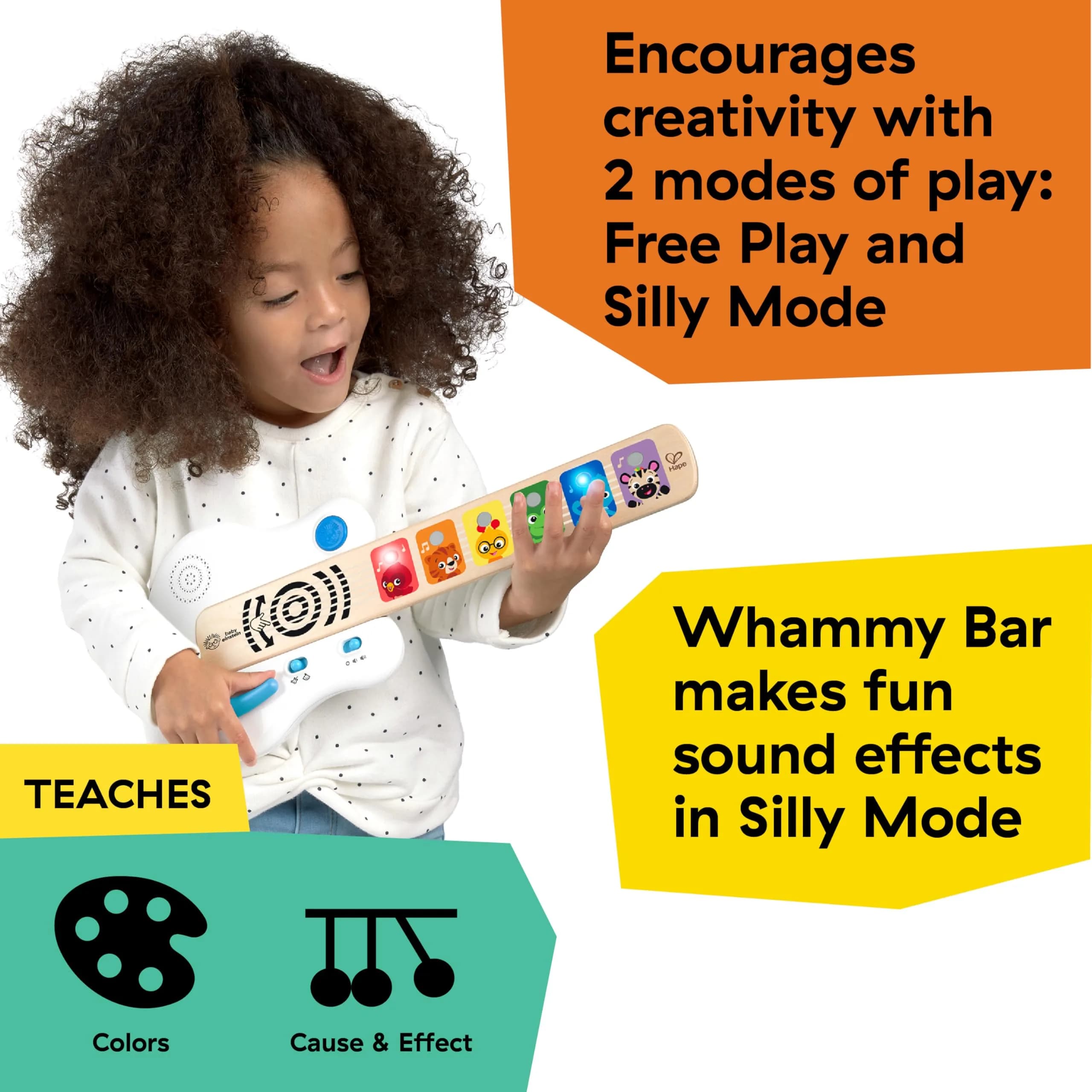 Baby Einstein Strum Along Songs Magic Touch Wooden Guitar 12mo+ | Montessori Musical Learning Toy with Lights - view 4