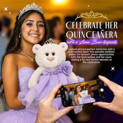 Kinnex Collections by Amanda 20" Quince Anos Quinceanera Teddy Bear with Dress | Elegant Quince Centerpiece for Celebrations thumbnail 6