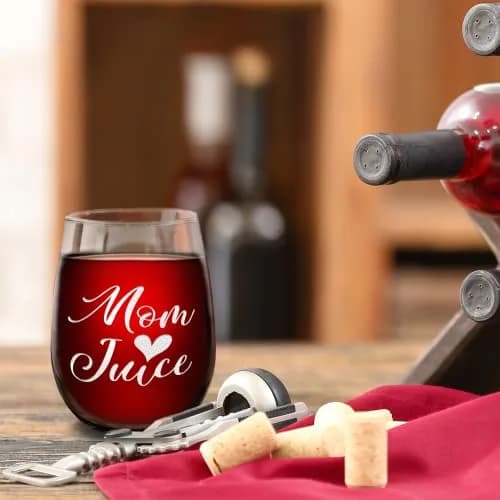 Cuptify Mom Juice 17 oz (493 ml) Stemless Wine Glass | Funny Unique Gift Idea for Women thumbnail 6
