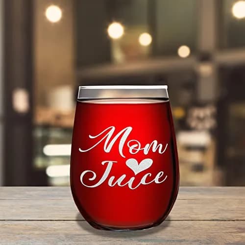 Cuptify Mom Juice 17 oz (493 ml) Stemless Wine Glass | Funny Unique Gift Idea for Women thumbnail 3