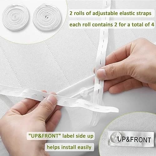 Bedecor White Box Spring Cover 4-9 Inch | Modern Elastic Wrap for Full/Full XL thumbnail 5
