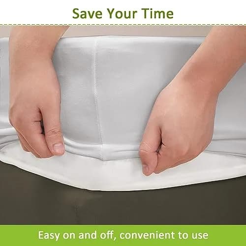 Bedecor White Box Spring Cover 4-9 Inch | Modern Elastic Wrap for Full/Full XL thumbnail 7