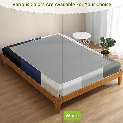 Bedecor White Box Spring Cover 4-9 Inch | Modern Elastic Wrap for Full/Full XL thumbnail 8
