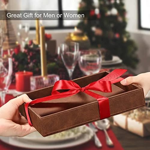 SITHON Valet Tray Desk Organizer PU Leather Catchall Brown | Keeps Essentials Tidy thumbnail 7