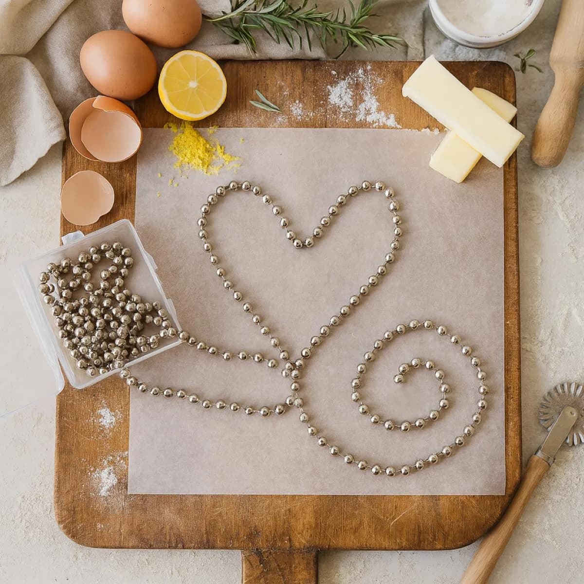 Mrs. Anderson's Baking Ceramic Pie Crust Weights - Stainless Steel Chain Set - view 4