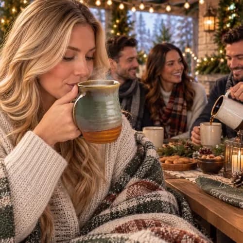 GUTE Hand Warmer Mug 404ml (14 fl oz) Dessert Green | Ceramic Pottery with Contoured Pocket for Warm Hands thumbnail 3