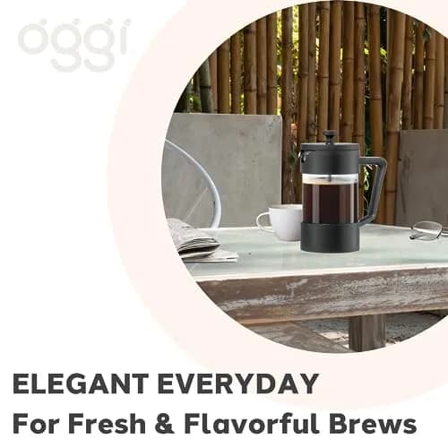 Oggi Borosilicate Glass French Press Coffee Maker 20oz | 5 Cup Capacity, Durable & Heat-Resistant thumbnail 4