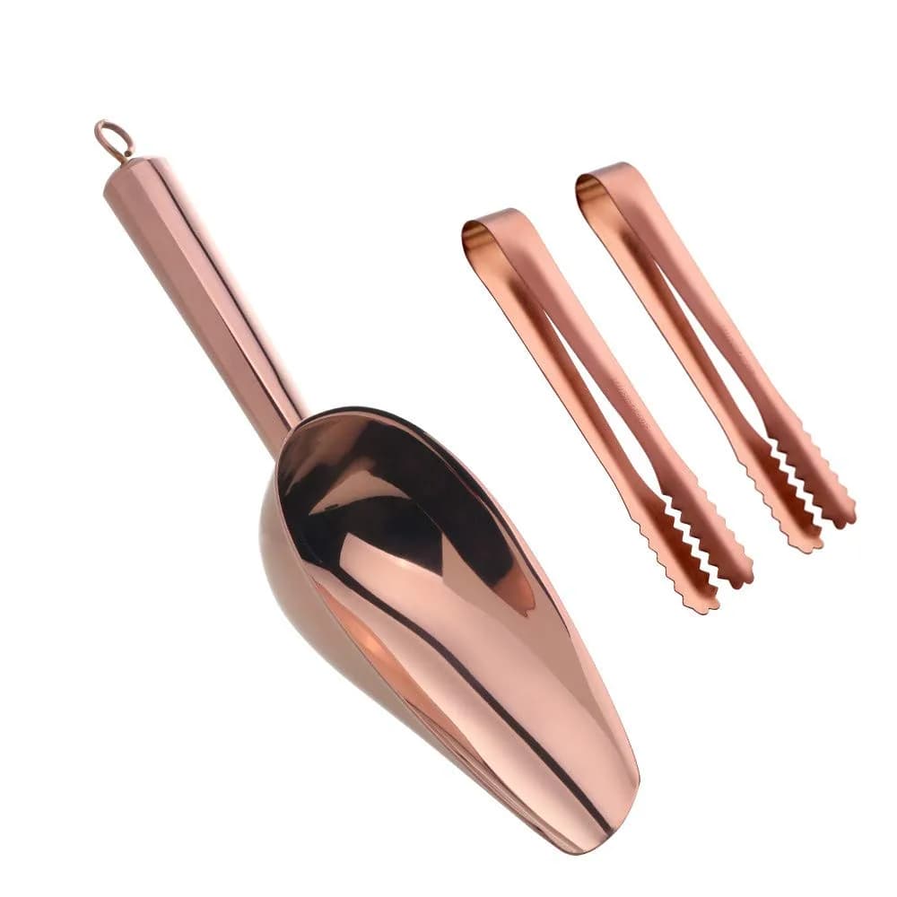 MAKABAKA Stainless Steel Ice Scoop & Tongs Set 6 Inches Rose Gold | Durable Food-Grade 304 — Rose Gold