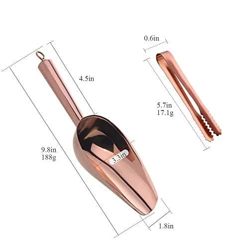 MAKABAKA Stainless Steel Ice Scoop & Tongs Set 6 Inches Rose Gold | Durable Food-Grade 304 thumbnail 2