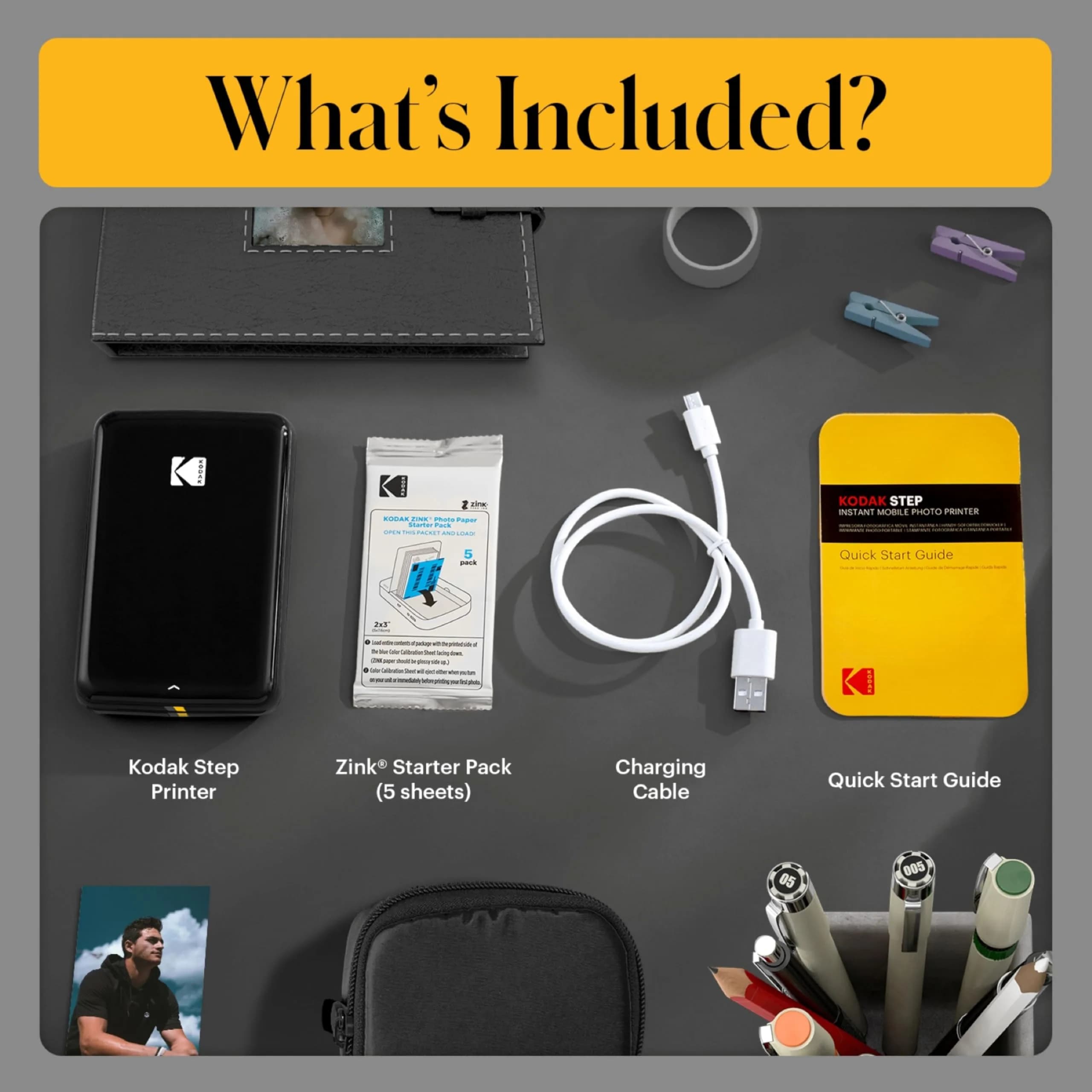 KODAK Step Instant Photo Printer Black | 2x3 inch (5.1x7.5 cm) Sticky-Back Photos - view 3