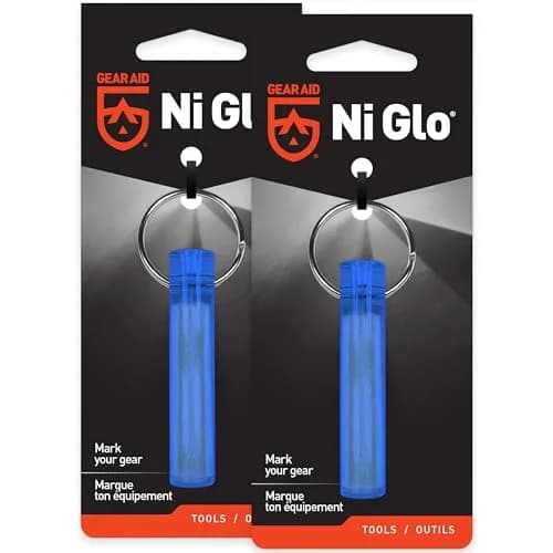 GEAR AID Ni Glo UV Rechargeable Glowing Keychain 2” (5.1cm) – Blue, 2 Pack | Glows 2 Hours Bright, Lasts All Night thumbnail 1