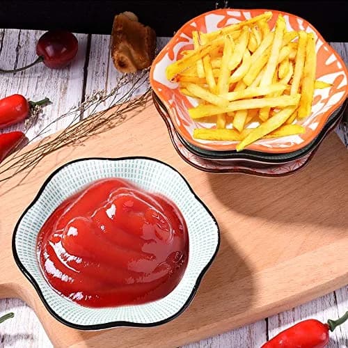 Whitenesser Ceramic Dipping Bowl Set of 4 | Assorted Geometric Floral Sauce Dishes, 4.13" thumbnail 4