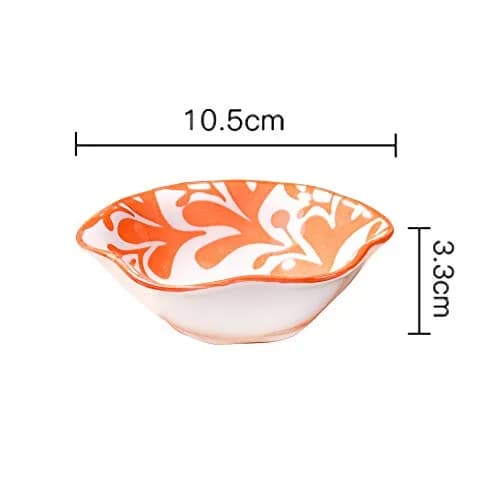 Whitenesser Ceramic Dipping Bowl Set of 4 | Assorted Geometric Floral Sauce Dishes, 4.13" thumbnail 2