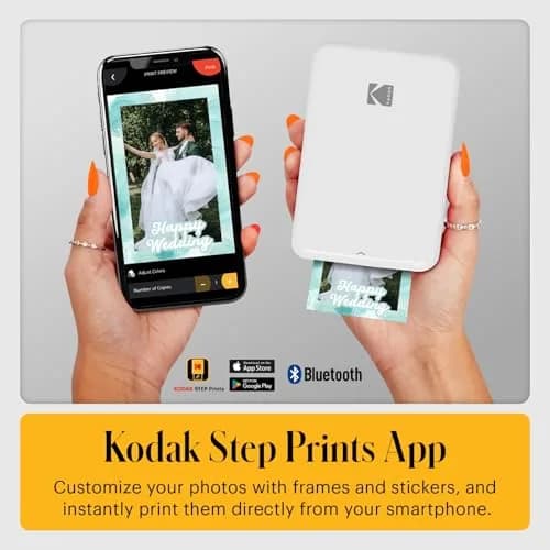KODAK Step Instant Photo Printer, White | Bluetooth Wireless Mini Color Mobile Printer for iOS & Android, Zink 2x3” Sticky-Back Photos thumbnail 4