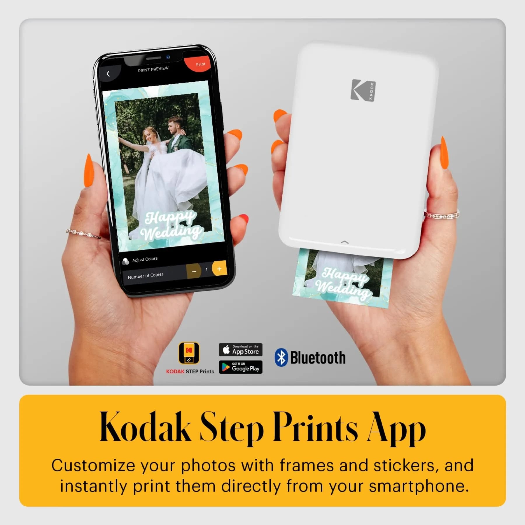 KODAK Step Instant Photo Printer, White | Bluetooth Wireless Mini Color Mobile Printer for iOS & Android, Zink 2x3” Sticky-Back Photos - view 4