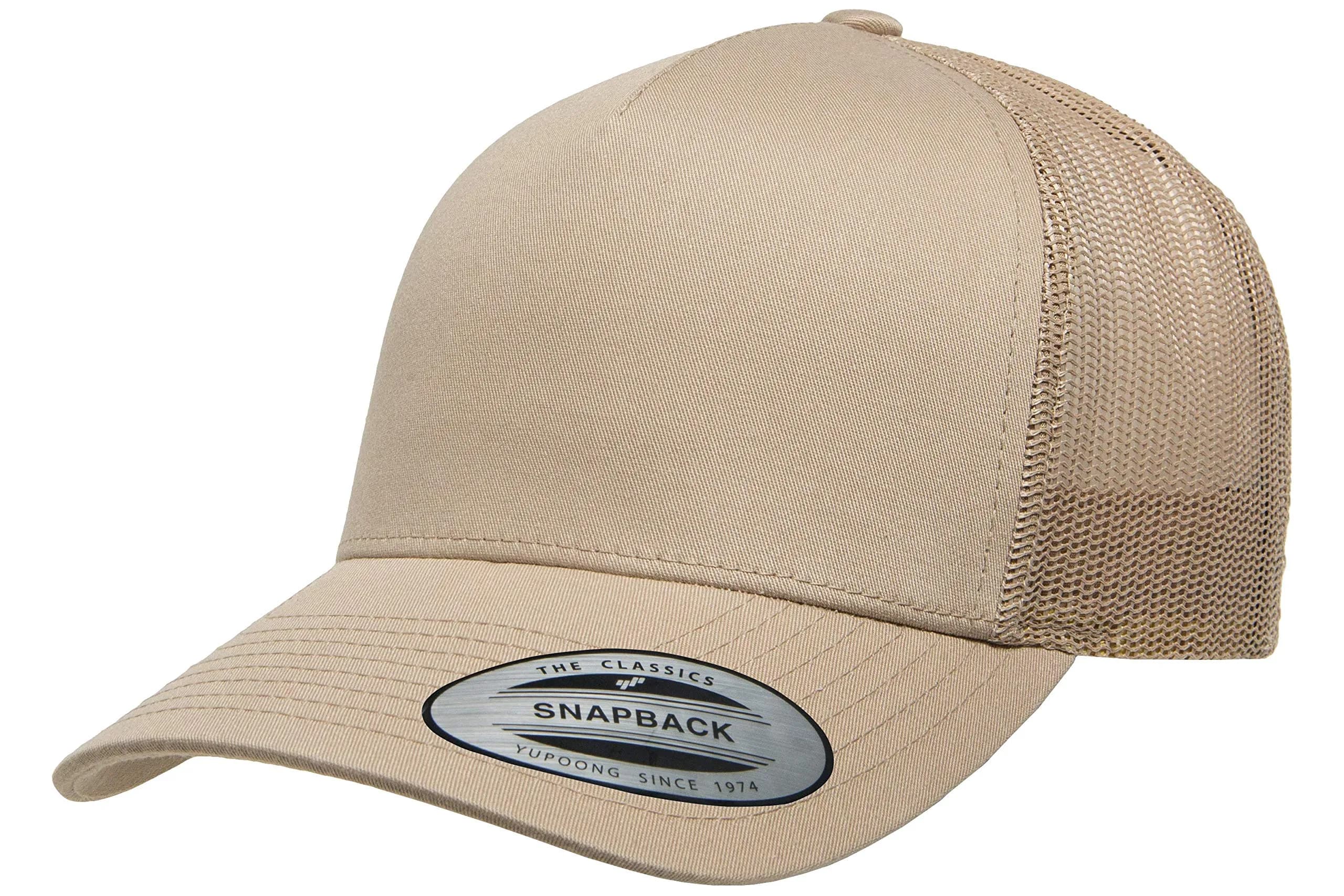 Yupoong 5-Panel Retro Trucker Cap Khaki | Breathable Mesh & Structured Fit