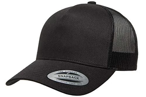 Yupoong Men's YP Classics 5-Panel Retro Trucker Cap, Black, One Size thumbnail 1