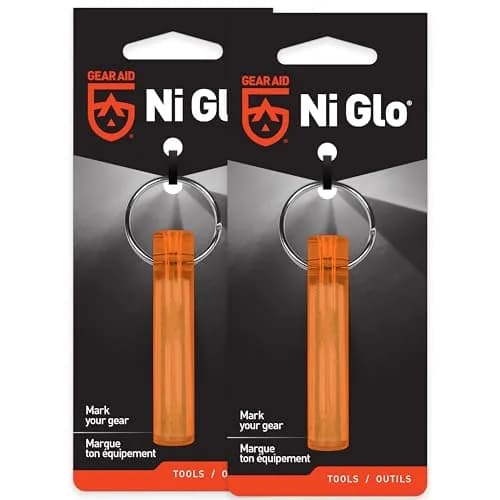 GEAR AID Ni Glo UV Rechargeable Glowing Keychain 2 Pack Orange | Glows for Hours, Recharges Fast thumbnail 1