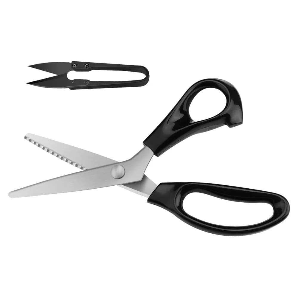 YAZEMKEL Pinking Shears Serrated 9 Inch | Professional Craft Zig Zag Cut Scissors — Black