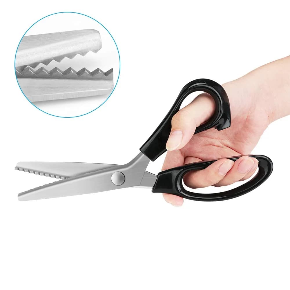 YAZEMKEL Pinking Shears for Fabric, Zig Zag Scissors, 9 Inch, Black | Ergonomic, Ultra-Sharp, Professional Craft Shears thumbnail 2