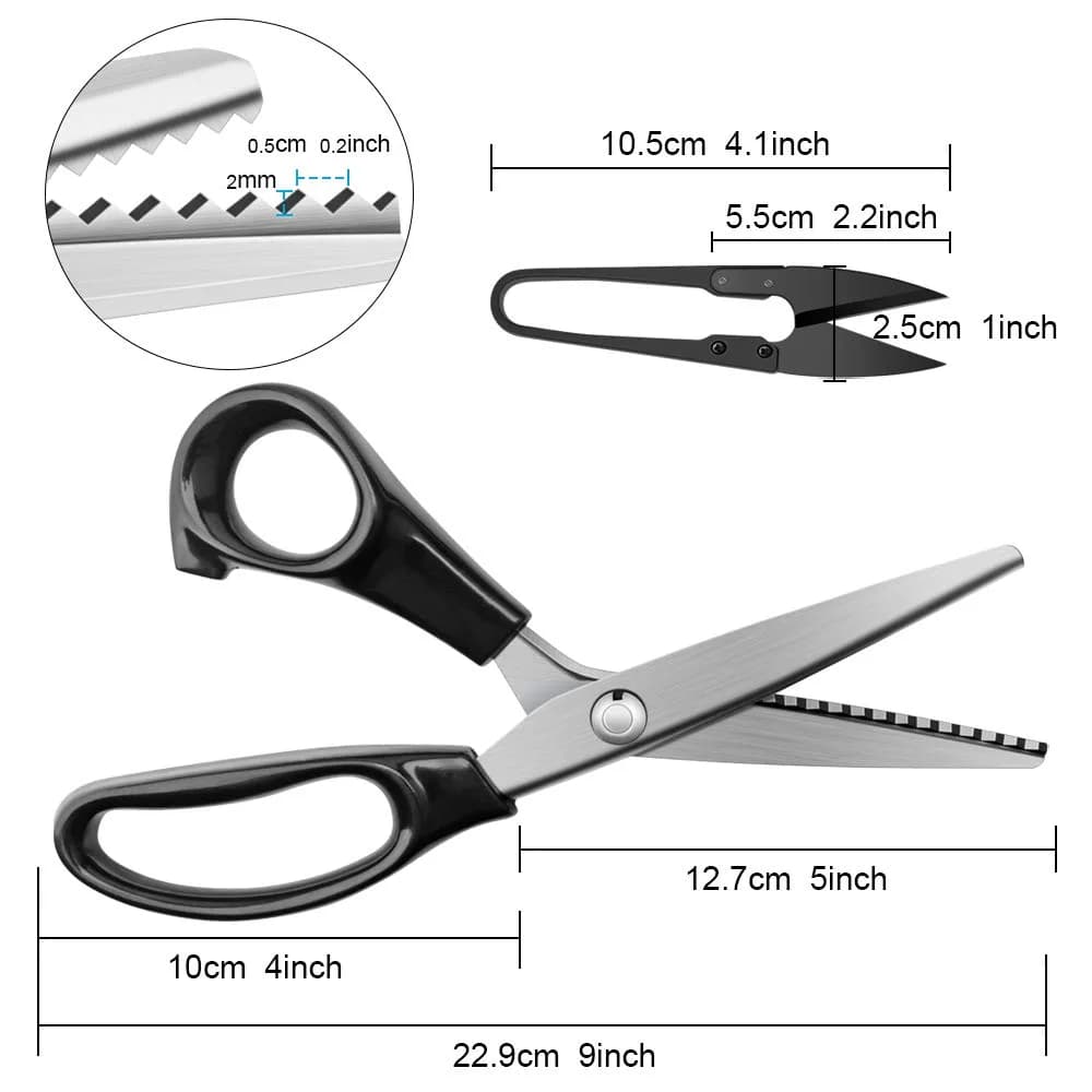 YAZEMKEL Pinking Shears for Fabric, Zig Zag Scissors, 9 Inch, Black | Ergonomic, Ultra-Sharp, Professional Craft Shears thumbnail 3