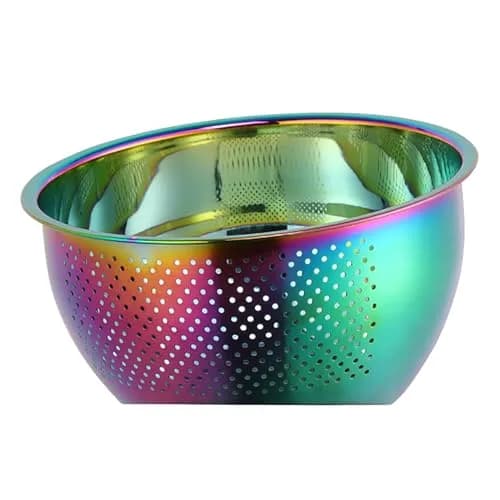 Meisha Rice Washing Bowl 23cm (9.06 inches) | Stainless Steel 3-in-1 Colander with Side Drainers for Rice, Vegetables & Fruit thumbnail 1