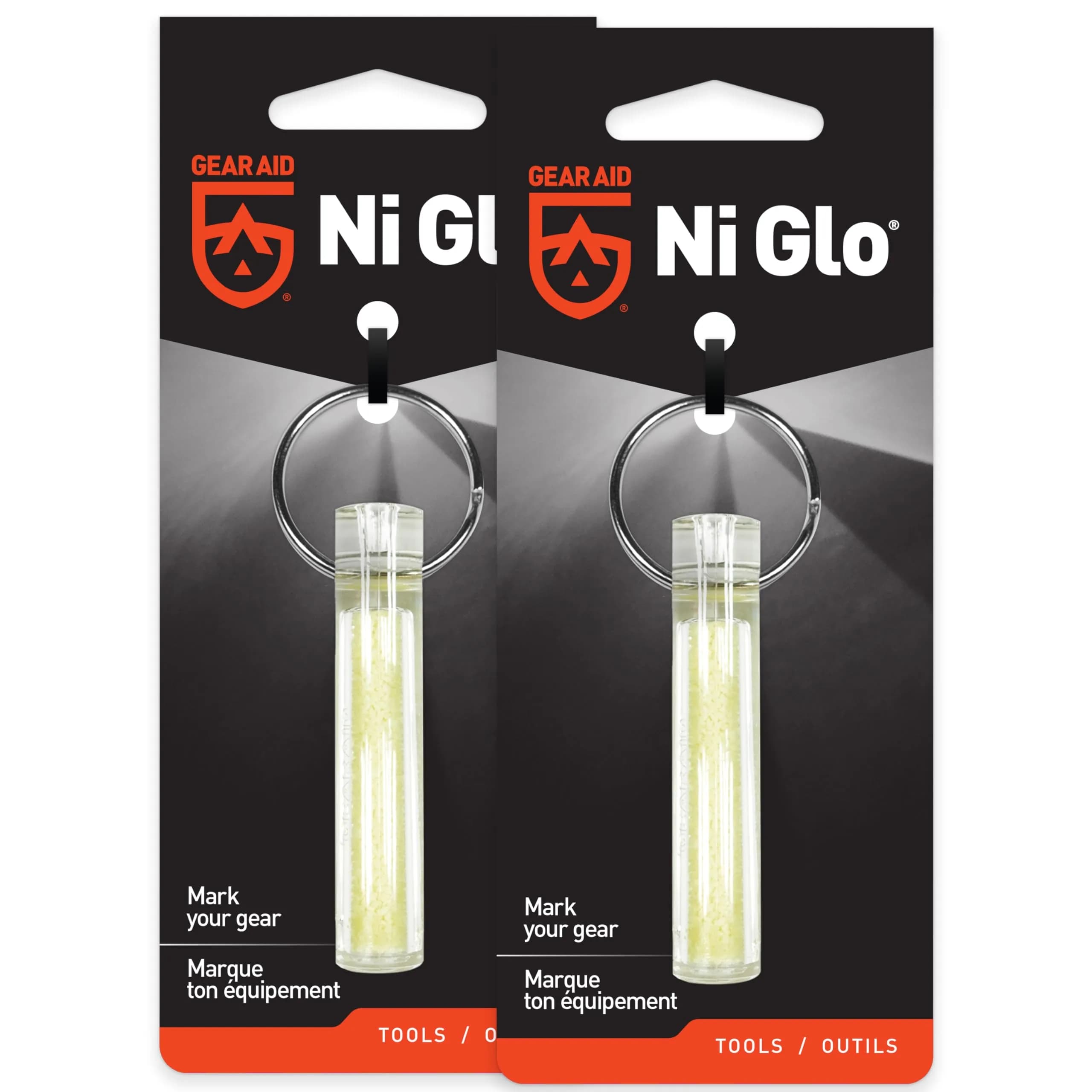GEAR AID Ni Glo Rechargeable Glowing Keychain 2 Pack | Glows 25 ft for 2 Hours
