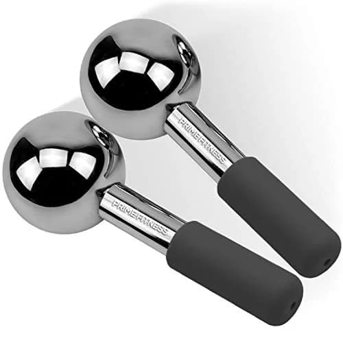PRIME Fitness Ice Globes for Facials | Unbreakable Steel Cooling Roller | Cryo Sticks for Face Massager 2 Count (Black) thumbnail 1