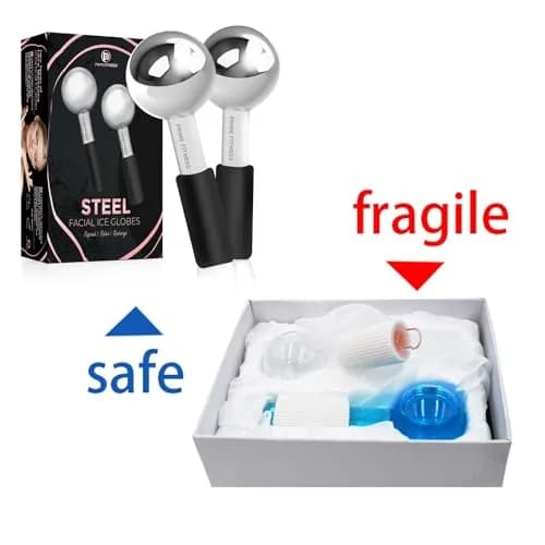 PRIME Fitness Ice Globes for Facials | Unbreakable Steel Cooling Roller | Cryo Sticks for Face Massager 2 Count (Black) thumbnail 7