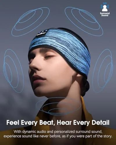 MUSICOZY Bluetooth Headband Headphones for Side Sleepers | 15-Hour Playtime, Washable Fabric thumbnail 4