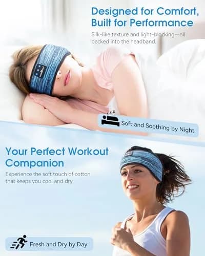MUSICOZY Bluetooth Headband Headphones for Side Sleepers | 15-Hour Playtime, Washable Fabric thumbnail 2