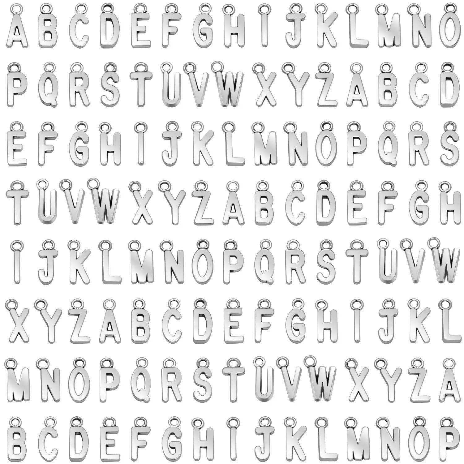 SANNIX Alphabet ABC Letter Charms Silver Capital A-Z 0.6"-0.7" | DIY Jewelry — Capital