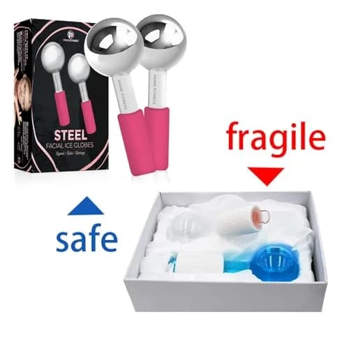 PRIME Fitness Ice Globes for Facials | Stainless Steel Cooling Roller with Handles | 2 Count (Pink) thumbnail 5