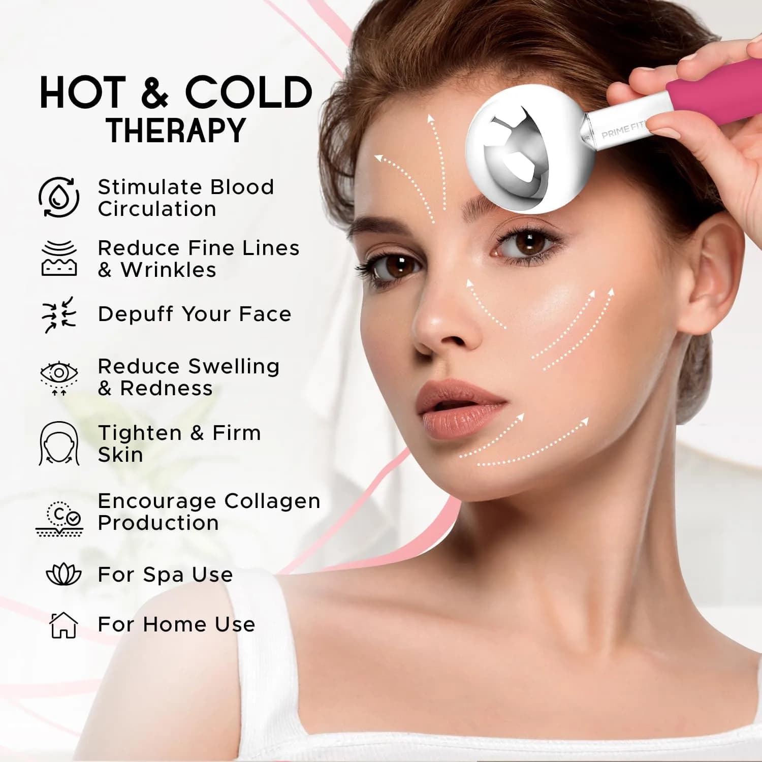 PRIME Fitness Ice Globes for Facials | Stainless Steel Cooling Roller with Handles | 2 Count (Pink) - view 3