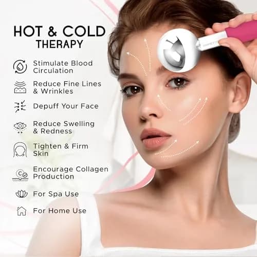 PRIME Fitness Ice Globes for Facials | Stainless Steel Cooling Roller with Handles | 2 Count (Pink) thumbnail 3
