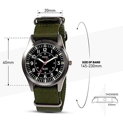 Infantry MDC Military Field Watch 40mm (1.57 inches) | Japanese Quartz, Black Dial, Green Nylon Strap thumbnail 6