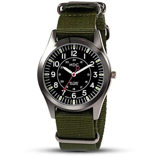 Infantry MDC Military Field Watch 40mm (1.57 inches) | Japanese Quartz, Black Dial, Green Nylon Strap thumbnail 1