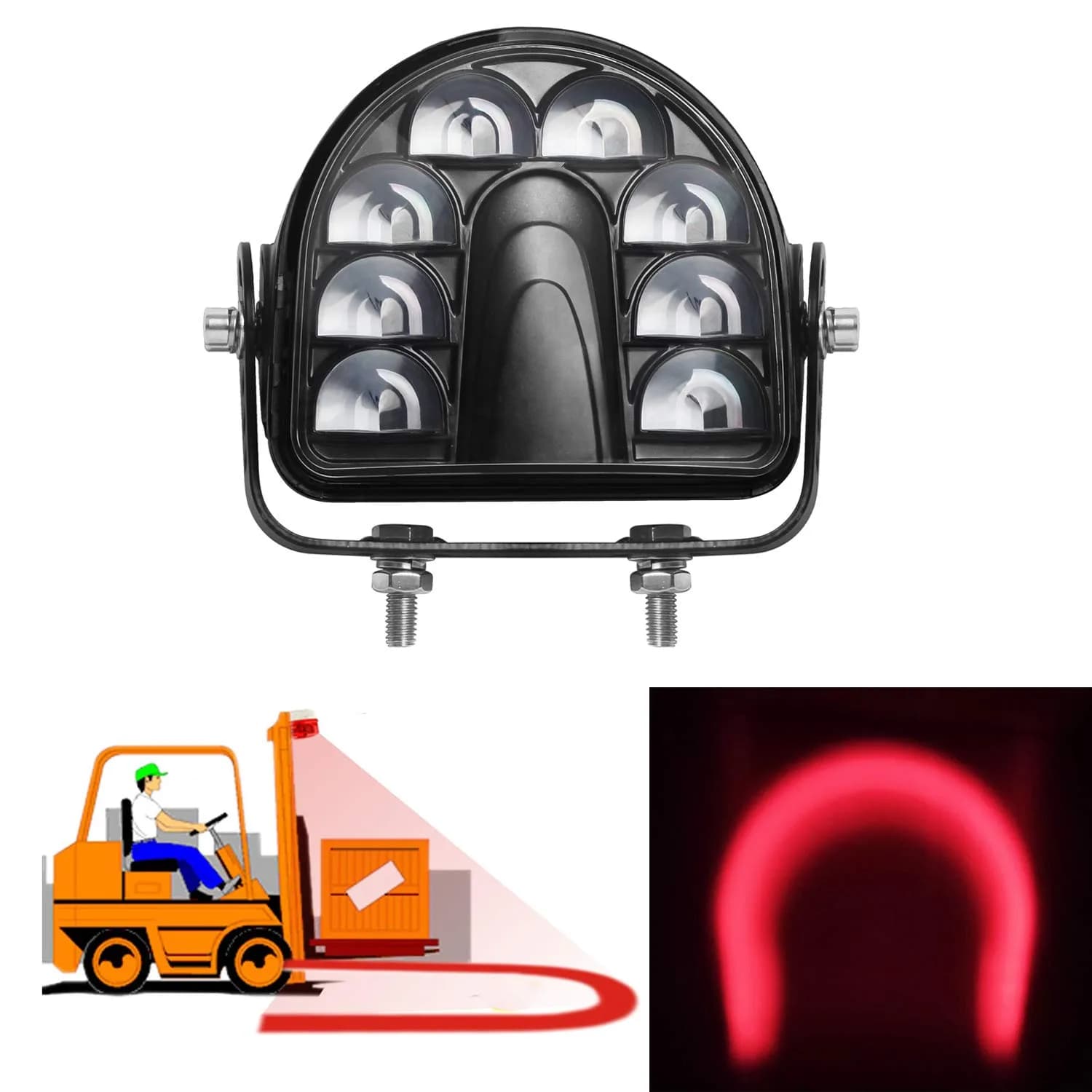 ONERAY LED Forklift Safety Light Red Arc Warning 20W 2-Pack | DC10-80V Wide Voltage — 1-Pack