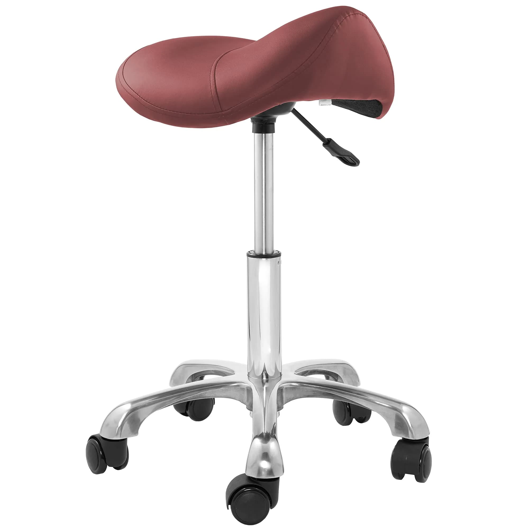 Saloniture Professional Ergonomic Saddle Stool Burgundy | 18-25.5" Height Adjustable Rolling Chair - main product image