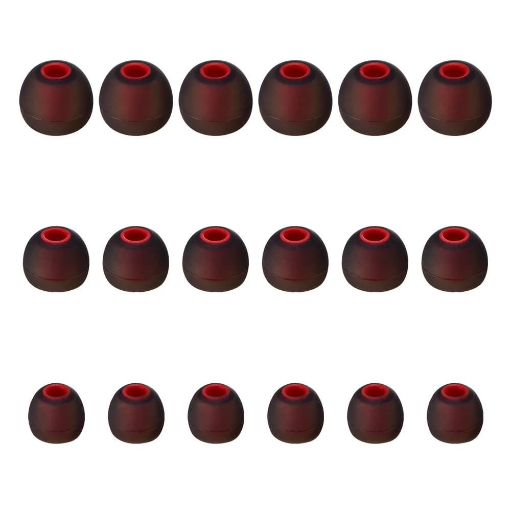Brandless Earbud Tips High Quality Soft Silicone Replacement Tips for In-Ear Headphones | 9 Pairs S/M/L in Black/Red