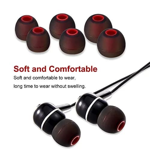 Brandless Earbud Tips High Quality Soft Silicone Replacement Tips for In-Ear Headphones | 9 Pairs S/M/L in Black/Red thumbnail 4
