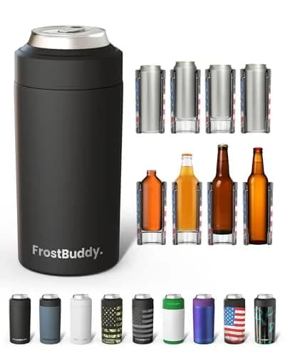 Frost Buddy Universal Can Cooler - Fits Slim Cans, 12 & 16oz, Matte Black | Keeps Drinks Cold Up to 24 Hours thumbnail 1