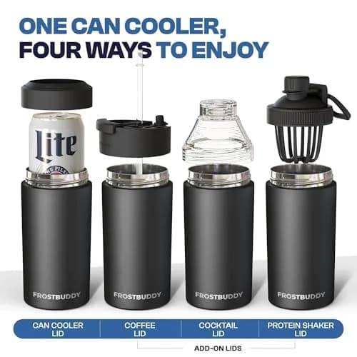Frost Buddy Universal Can Cooler - Fits Slim Cans, 12 & 16oz, Matte Black | Keeps Drinks Cold Up to 24 Hours thumbnail 7
