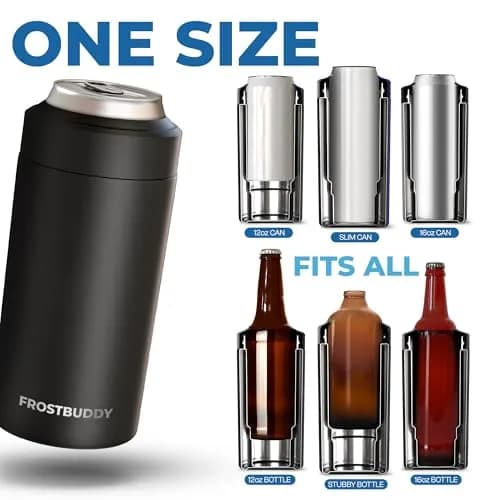 Frost Buddy Universal Can Cooler - Fits Slim Cans, 12 & 16oz, Matte Black | Keeps Drinks Cold Up to 24 Hours thumbnail 2