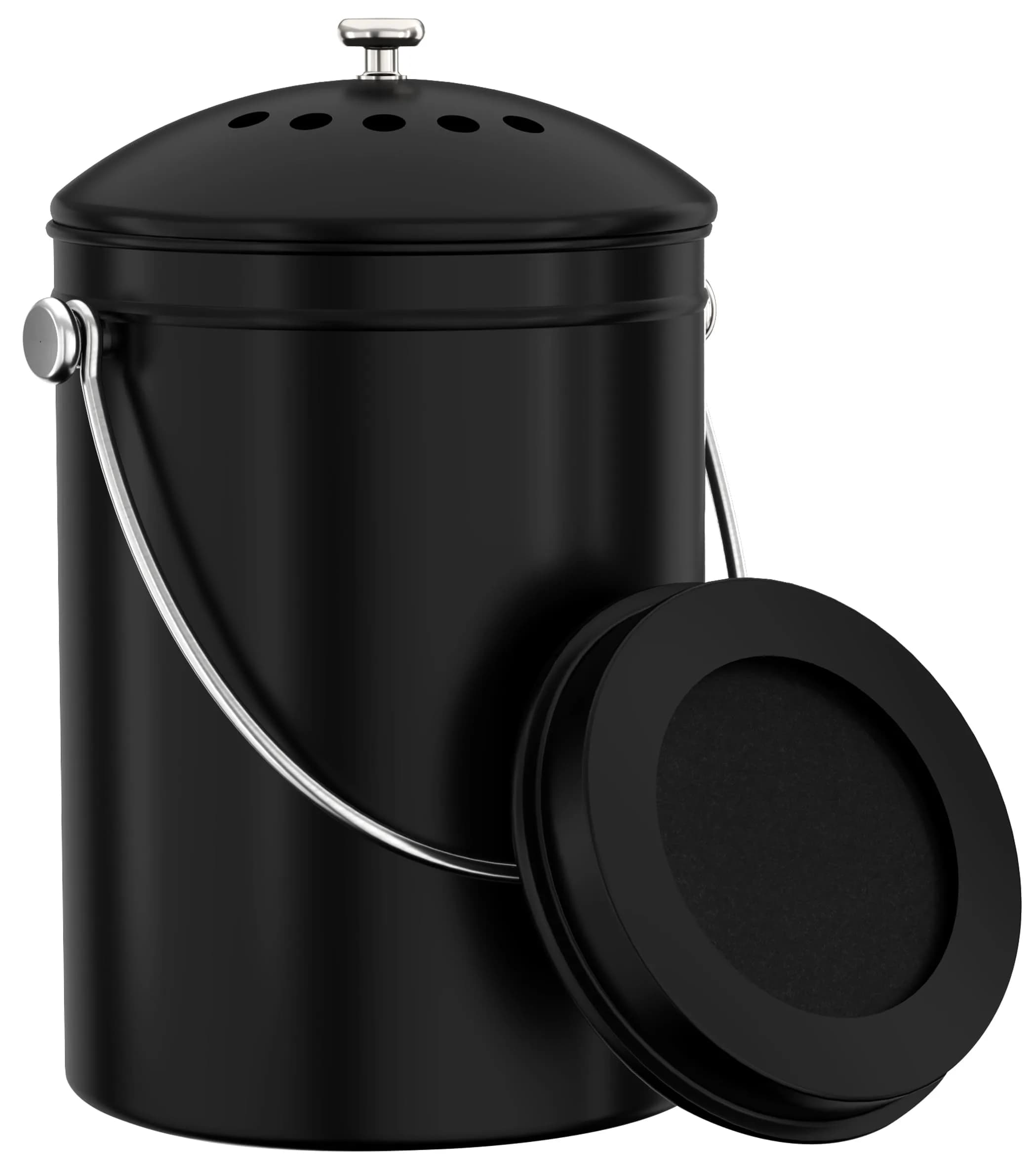 Utopia Kitchen Countertop Compost Bin 1.3 Gallon (4.9L) Stainless Steel Black | Odorless Kitchen Waste Composter