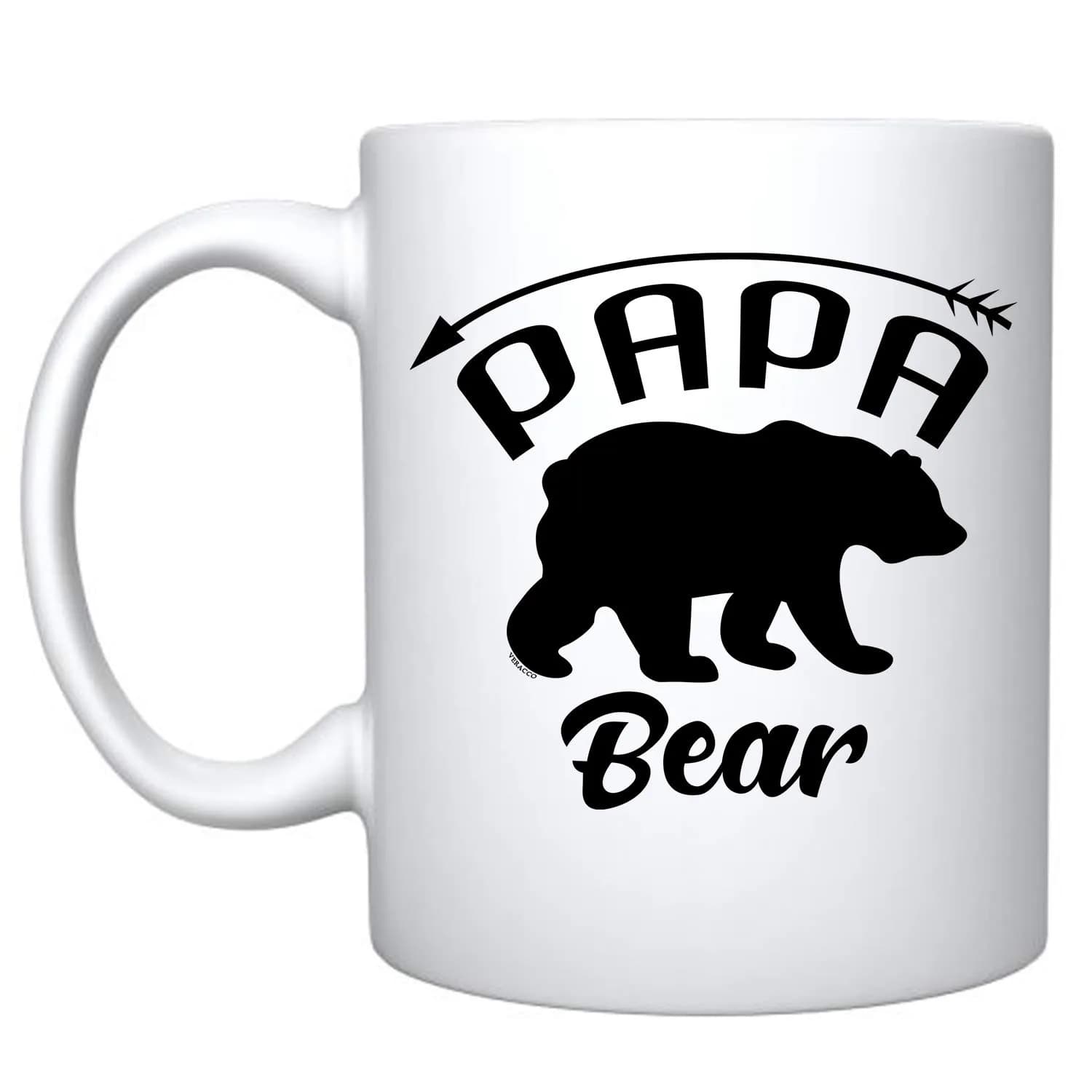 Veracco Papa Bear Ceramic Coffee Mug 11oz | Funny Bear Father's Day Gift — White
