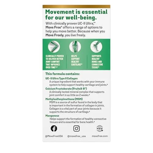 Move Free Ultra Pro 4in1 Joint Support Supplement Tablets- 120ct | Supports Cartilage & Bones thumbnail 7