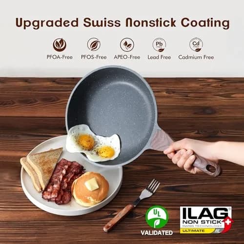 SENSARTE 10 Inch (25 cm) Nonstick Frying Pan Skillet | Swiss Granite Coating, PFOA Free, Induction Compatible thumbnail 2