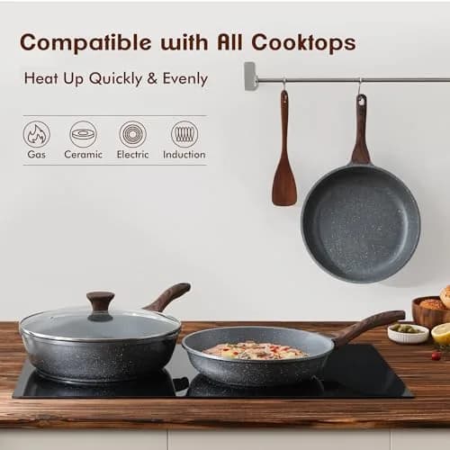 SENSARTE 10 Inch (25 cm) Nonstick Frying Pan Skillet | Swiss Granite Coating, PFOA Free, Induction Compatible thumbnail 3